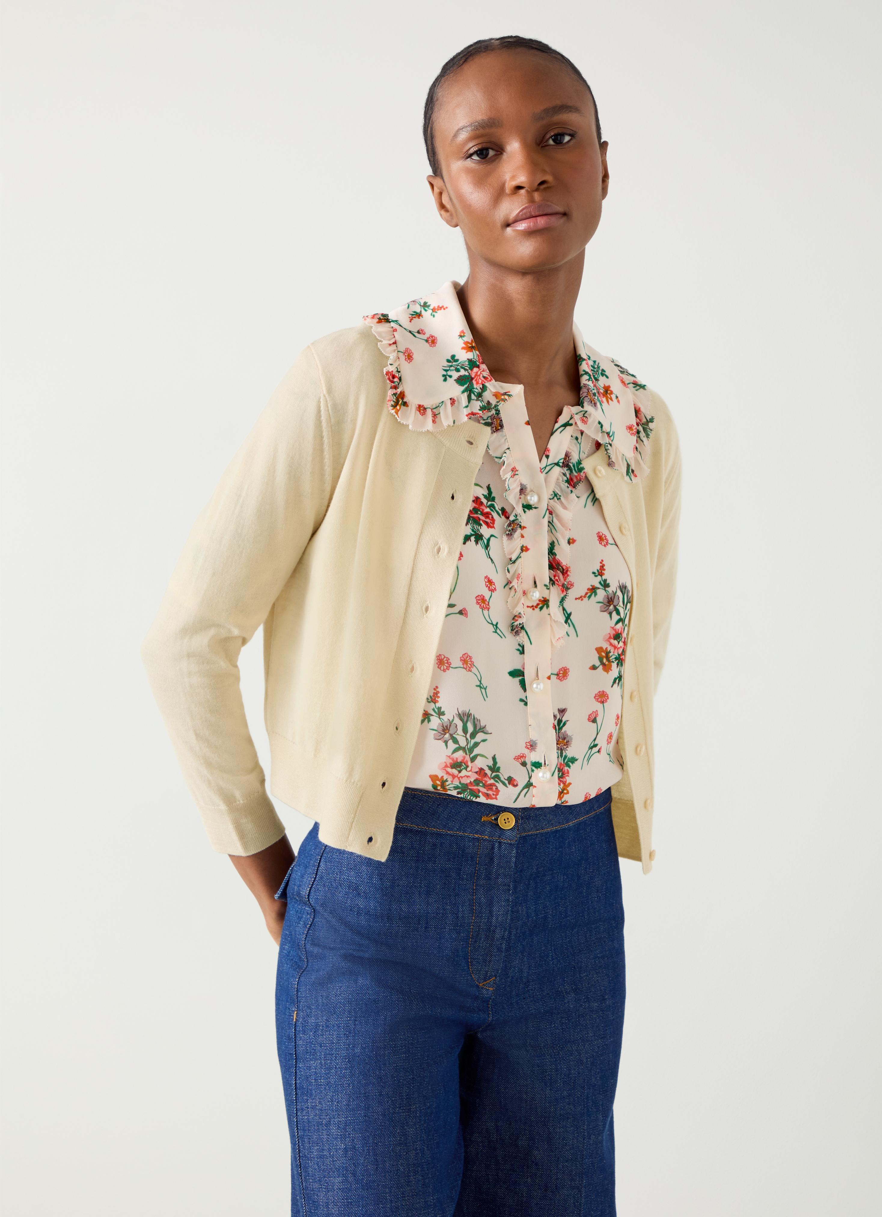 Connie Ochre Wide Placket Cardigan | Clothing | Sale | Collections